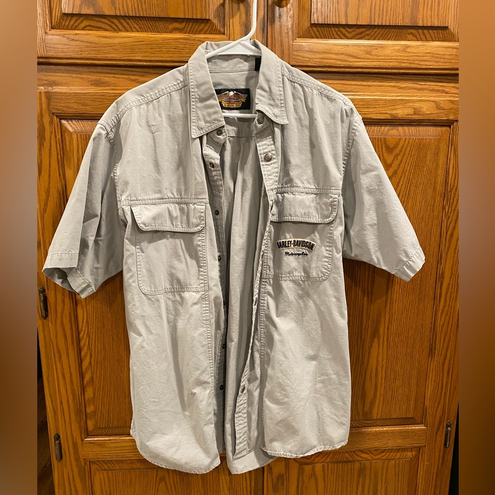 Harley Davidson shirt size large men man snap closure